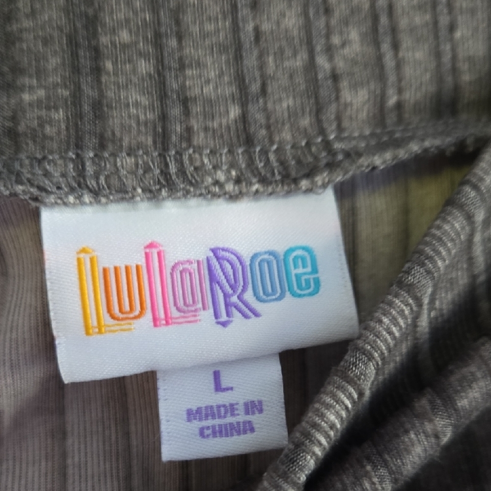 LulaRoe Violet Grey Ribbed Midi Skirt- Lg - Picture 2 of 8